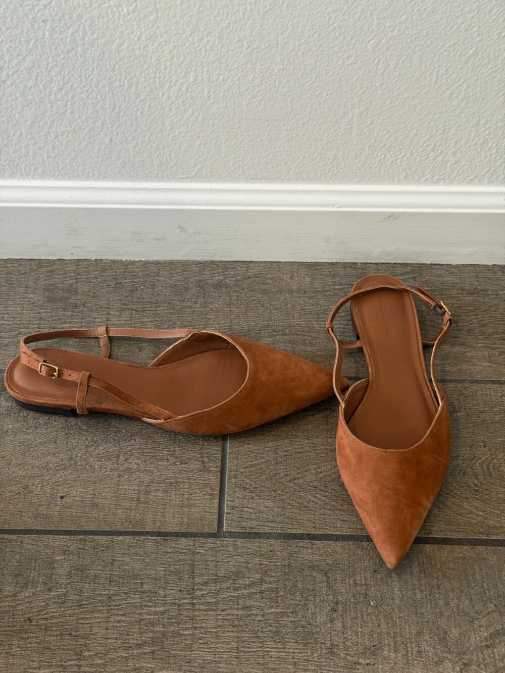 Everlane Suede Pointed Toe Slingback Flat Tan Size 8.5 - Picture 3 of 4